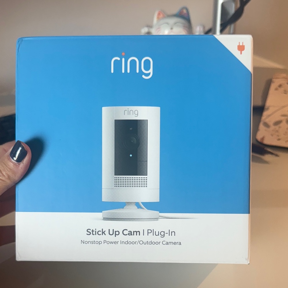 Ring Stick Up Cam Plug-In in Blue Box